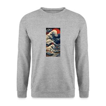 Waves and sea - Unisex Sweatshirt - salt & pepper - Front - Alina (178cm) & Michal (187cm)