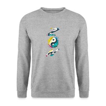 Yin Yang. Zen - Unisex Sweatshirt - salt & pepper - Front - Alina (178cm) & Michal (187cm)