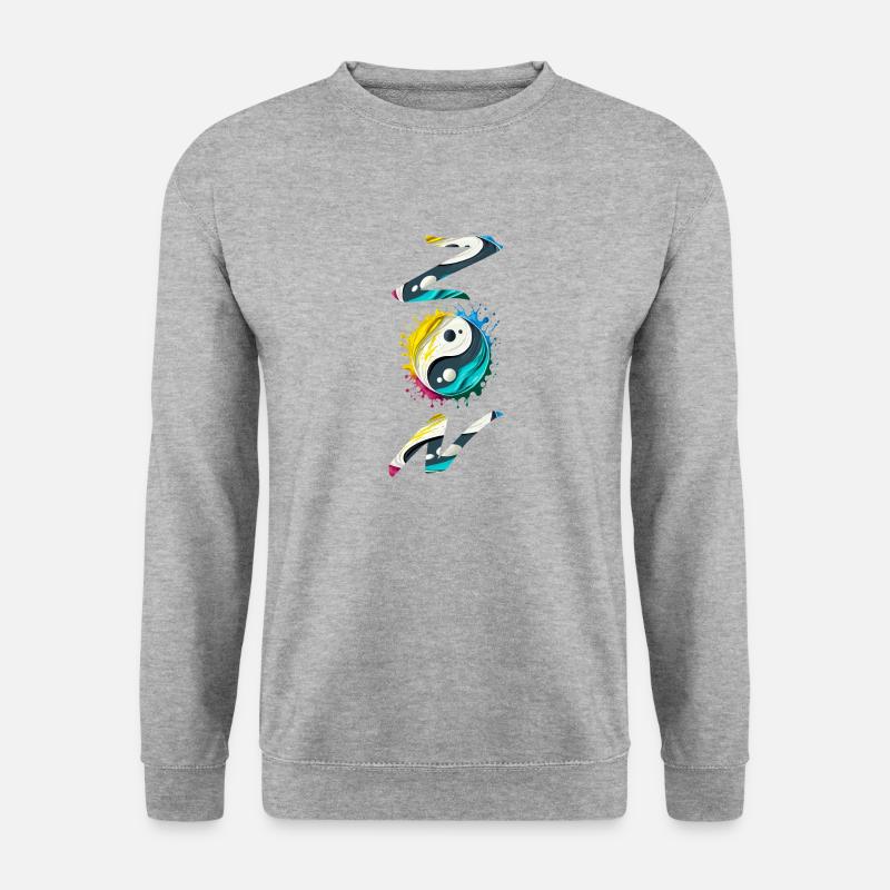 Yin Yang. Zen - Unisex Pullover - Weißgrau meliert