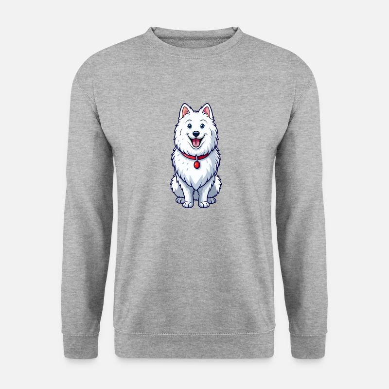 Glücklich grinsender Samojede - Unisex Pullover - Weißgrau meliert