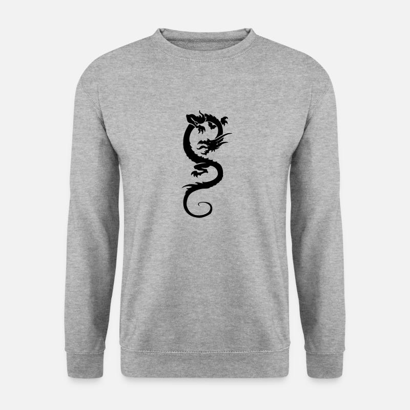 Dragon30 schwarz - Unisex Pullover - Weißgrau meliert