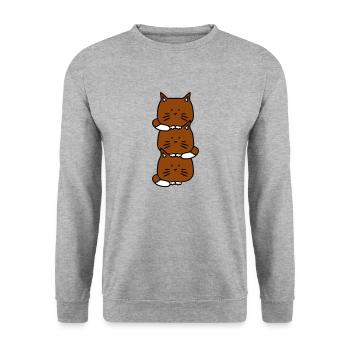 3 chats mignons l’un sur l’autre tour trois amis équipe - Sweat-shirt Unisexe - gris chiné - Devant - Alina (178cm) & Michal (187cm)