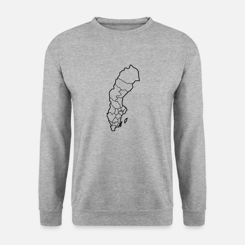 Schweden Landkarte in schwarz - Unisex Pullover - Weißgrau meliert