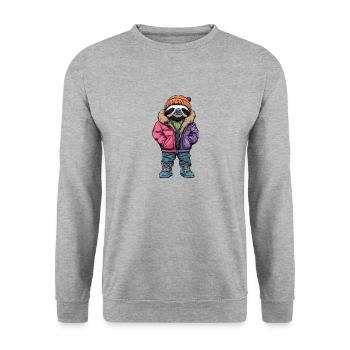 Faultier Lustig Winter - Unisex Pullover - Weißgrau meliert - Vorne - Alina (178cm) & Michal (187cm)