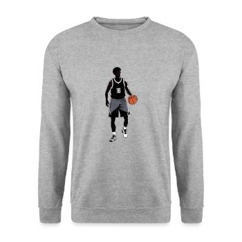 Illustration de joueur de basket-ball en noir et blanc - Sweat-shirt Unisexe - gris chiné - Devant - Alina (178cm) & Michal (187cm)