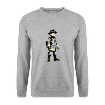 Firefighter Boy - Cute Job Design - Unisex Sweatshirt - salt & pepper - Front - Alina (178cm) & Michal (187cm)