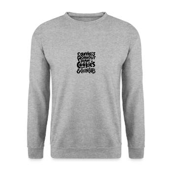 Santa Workout Plan Cookies- Funny Xmas Gift - Unisex Sweatshirt - salt & pepper - Front - Alina (178cm) & Michal (187cm)
