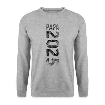 Papa 2025 Dad 2025 Supergrunge Schwarz - Unisex Pullover - Weißgrau meliert - Vorne - Alina (178cm) & Michal (187cm)