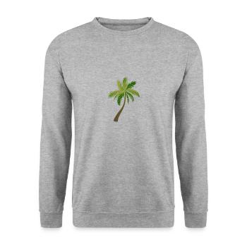 palm tree palm trees 23053 S - Unisex Sweatshirt - salt & pepper - Front - Alina (178cm) & Michal (187cm)