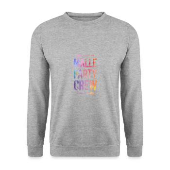 Malle Party Crew Saying - Unisex Sweatshirt - salt & pepper - Front - Alina (178cm) & Michal (187cm)