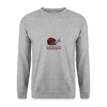 🐌Snail with Bollenhut and Swabian saying🐌 - Unisex Sweatshirt - salt & pepper - Front - Alina (178cm) & Michal (187cm)