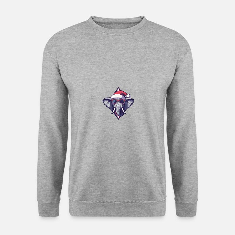 Elefant Weihnachten Cool - Unisex Pullover - Weißgrau meliert