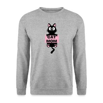 Katzen Mama -Katzenliebe ist Mutterliebe - Unisex Pullover - Weißgrau meliert - Vorne - Alina (178cm) & Michal (187cm)