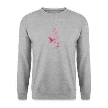 sternsterne,weiss,illustration,stern,kolibri,vogel - Unisex Pullover - Weißgrau meliert - Vorne - Alina (178cm) & Michal (187cm)
