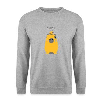 Wasserschwein Spruch - Unisex Pullover - Weißgrau meliert - Vorne - Alina (178cm) & Michal (187cm)