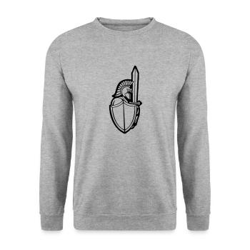 Logo du guerrier - Sweat-shirt Unisexe - gris chiné - Devant - Alina (178cm) & Michal (187cm)