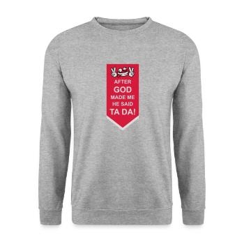 after god made me - Unisex Sweatshirt - salt & pepper - Front - Alina (178cm) & Michal (187cm)