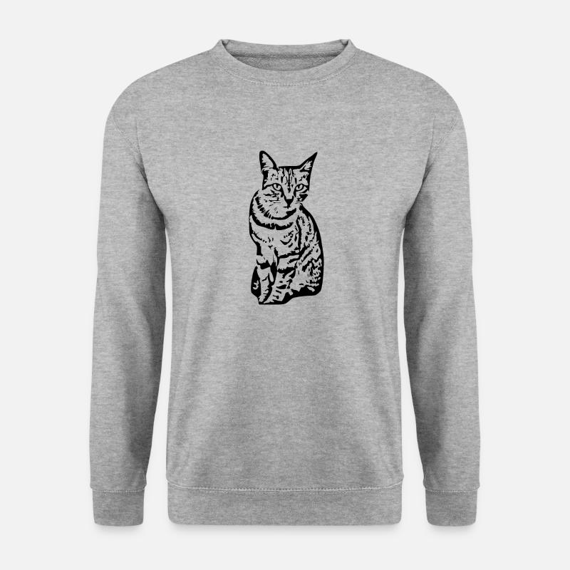 Katze Tigerkatze Katzenshirt Geschenk - Unisex Pullover - Weißgrau meliert