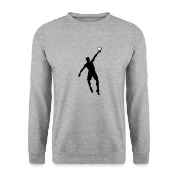 Volleyball Spieler Symbol - Unisex Pullover - Weißgrau meliert - Vorne - Alina (178cm) & Michal (187cm)