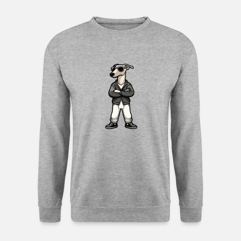 Greyhound Hund Comic - Unisex Pullover - Weißgrau meliert