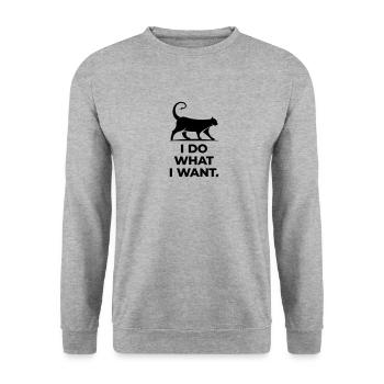 i do what i want - cat mom love - Unisex Pullover - Weißgrau meliert - Vorne - Alina (178cm) & Michal (187cm)