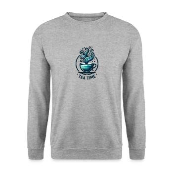 Tea Time - Unisex Pullover - Weißgrau meliert - Vorne - Alina (178cm) & Michal (187cm)