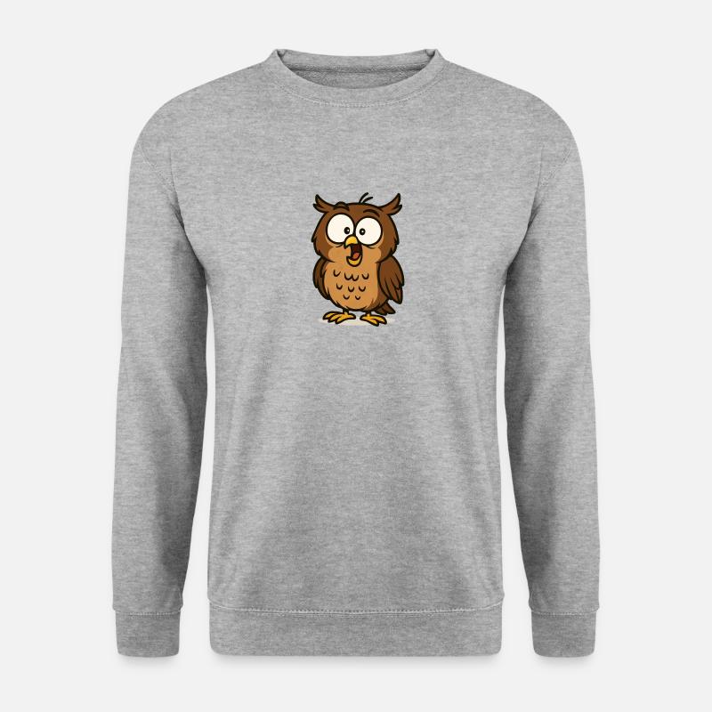 eule comic - Unisex Pullover - Weißgrau meliert