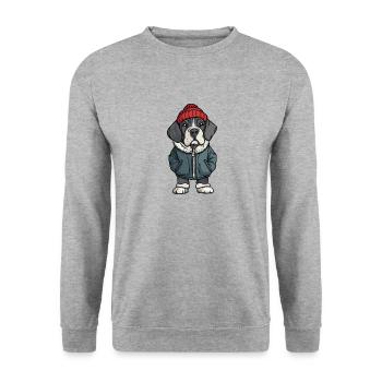 Great Dane Hund Winter - Unisex Pullover - Weißgrau meliert - Vorne - Alina (178cm) & Michal (187cm)