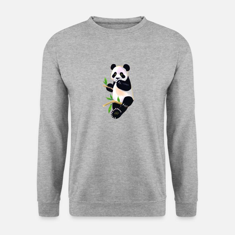 Süßer Panda auf Baum - Unisex Pullover - Weißgrau meliert