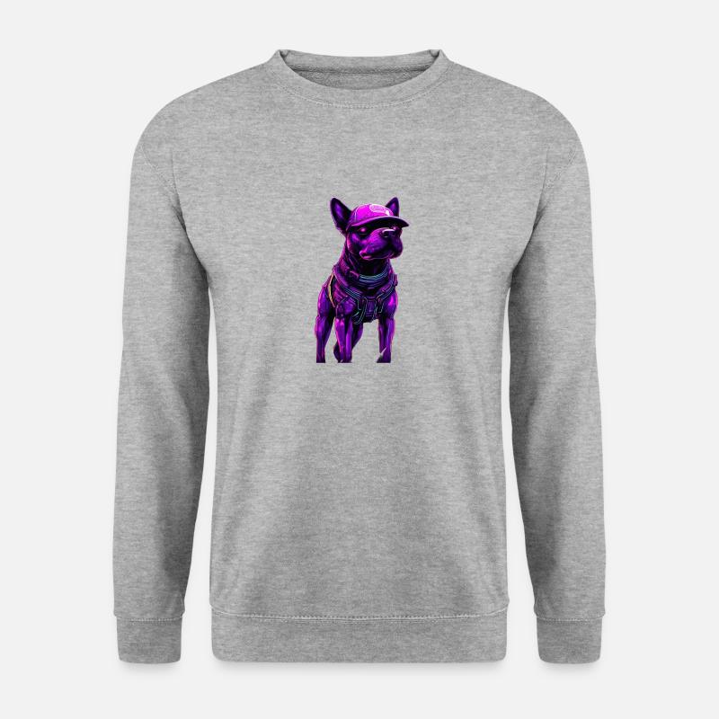 Bulldogge Neon - Unisex Pullover - Weißgrau meliert