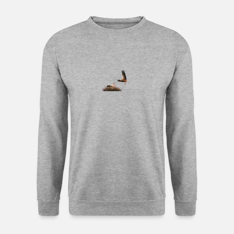 Störche am Nest - Unisex Pullover - Weißgrau meliert