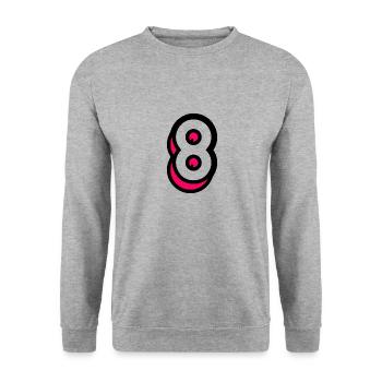 8 ANS. 8e ANNIVERSAIRE. ANNIVERSAIRE 8 ANS. 8 - Sweat-shirt Unisexe - gris chiné - Devant - Alina (178cm) & Michal (187cm)