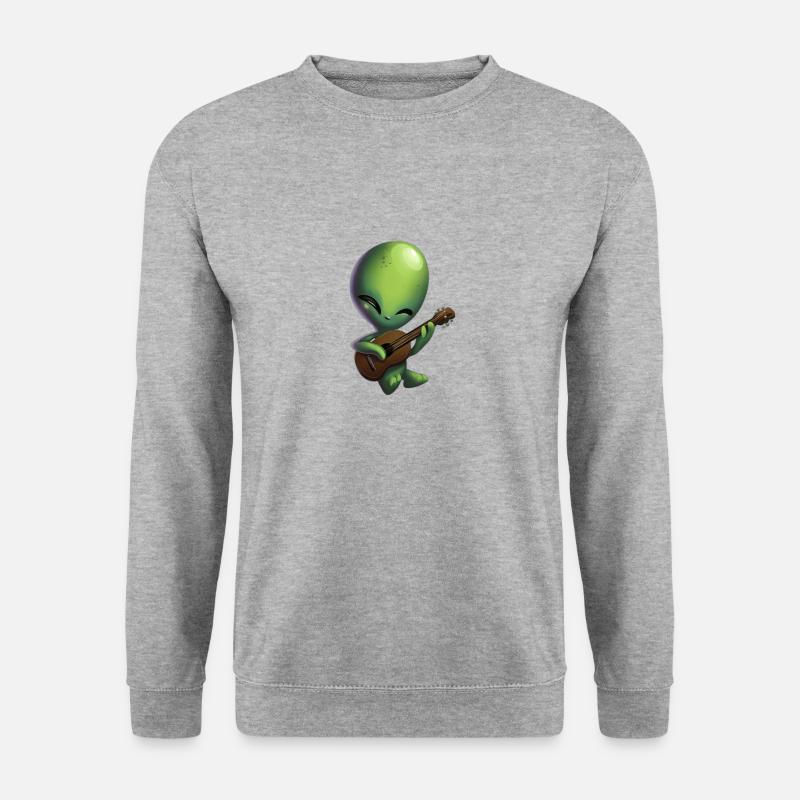 Alien mit Gitarre - Unisex Pullover - Weißgrau meliert