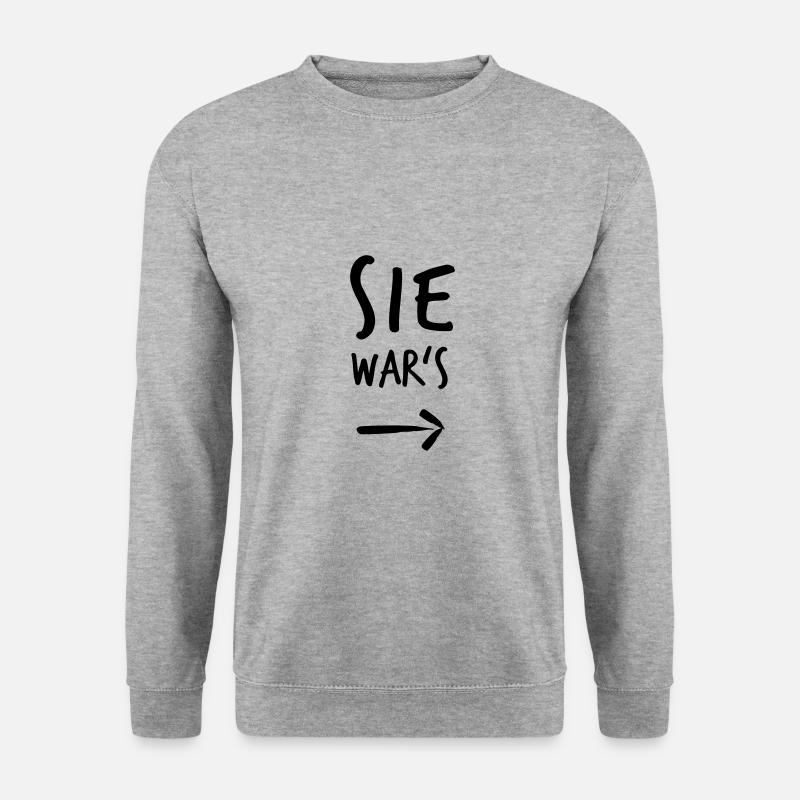 Sie war's! // Pfeil rechts --> - Unisex Pullover - Weißgrau meliert