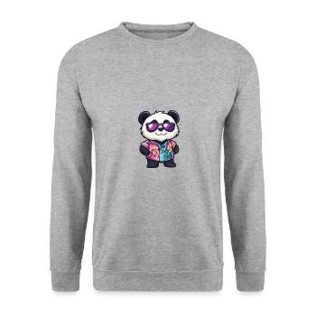 Panda Comic Vacances - Sweat-shirt Unisexe - gris chiné - Devant - Alina (178cm) & Michal (187cm)