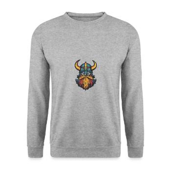 Wikinger Krieger Helm - Unisex Pullover - Weißgrau meliert - Vorne - Alina (178cm) & Michal (187cm)