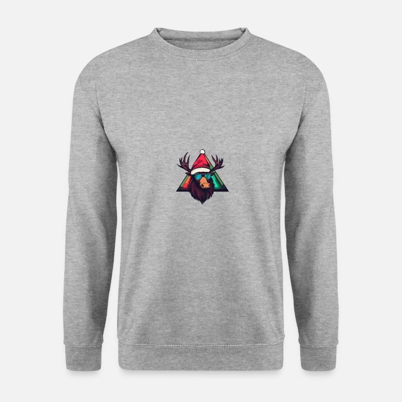 Elch Weihnachten Cool - Unisex Pullover - Weißgrau meliert