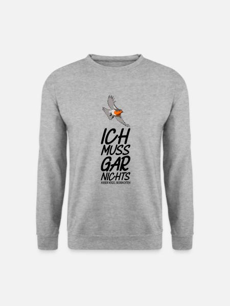 Vogelbeobachtung Vögel Beobachten Birding Vogel - Unisex Pullover - Weißgrau meliert