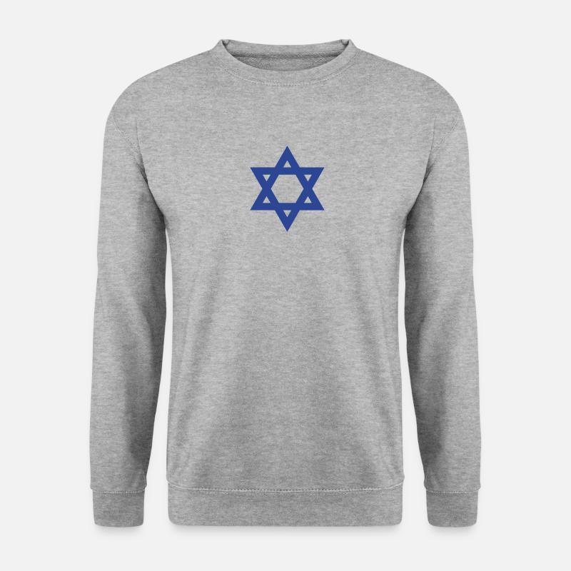 Davidstern Israel - Unisex Pullover - Weißgrau meliert