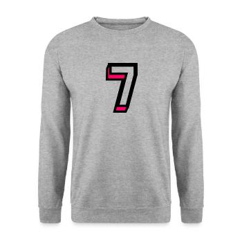 7 YEARS. 7th ANNIVERSARY. BIRTHDAY 7 YEARS. 7 - Unisex Sweatshirt - salt & pepper - Front - Alina (178cm) & Michal (187cm)