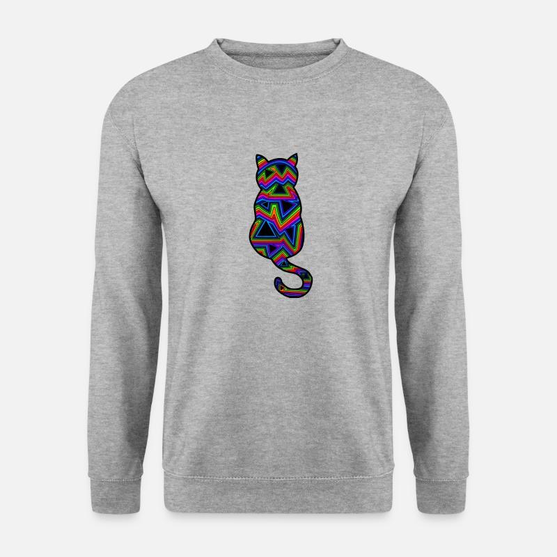 Psychedelische Katze - Unisex Pullover - Weißgrau meliert