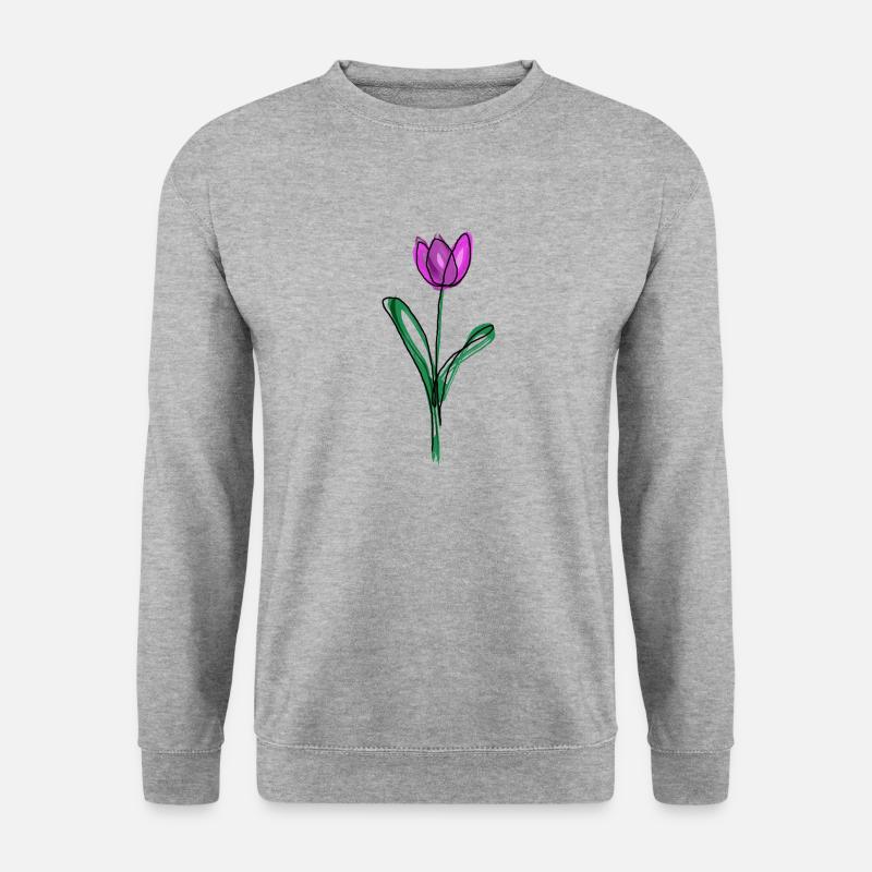 Lila Tulpe - Unisex Pullover - Weißgrau meliert