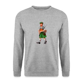 bagpipe dark english green - Unisex Pullover - Weißgrau meliert - Vorne - Alina (178cm) & Michal (187cm)