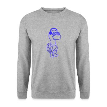 Süße coole DJ Schildkröte Party Club Musik Spaß - Unisex Pullover - Weißgrau meliert - Vorne - Alina (178cm) & Michal (187cm)