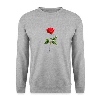 Fleur de rose Amour - Sweat-shirt Unisexe - gris chiné - Devant - Alina (178cm) & Michal (187cm)