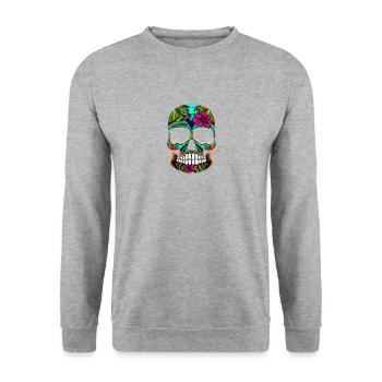 Skill Mexiko - Unisex Pullover - Weißgrau meliert - Vorne - Alina (178cm) & Michal (187cm)