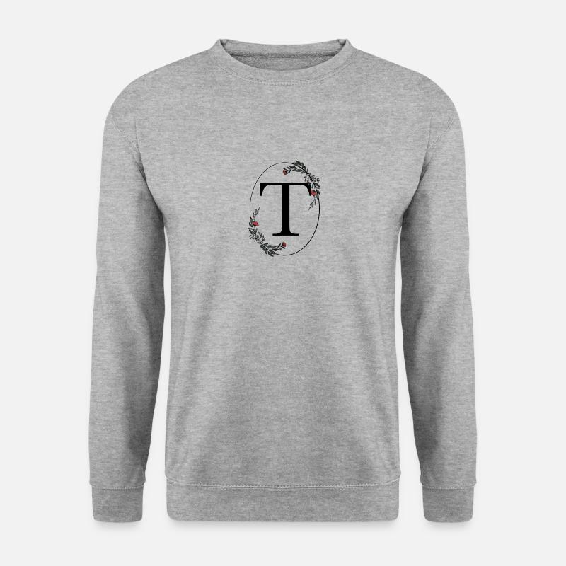 Buchstabe T - Unisex Pullover - Weißgrau meliert