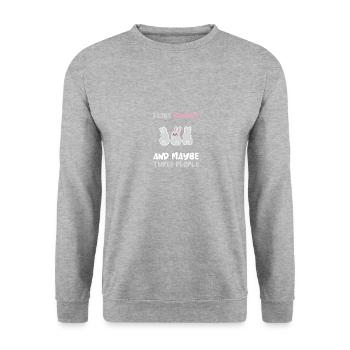 J’aime les lapins et peut-être 3 personnes introverties - Sweat-shirt Unisexe - gris chiné - Devant - Alina (178cm) & Michal (187cm)
