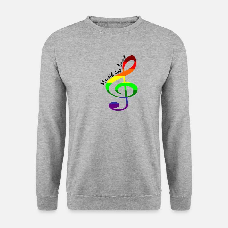 Notenschlüssel Regenbogenfahne Regenbogenfarben - Unisex Pullover - Weißgrau meliert