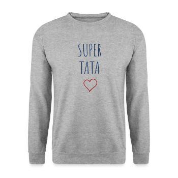 SUPER TATA - COEUR - Sweat-shirt Unisexe - gris chiné - Devant - Alina (178cm) & Michal (187cm)